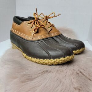 LL. Bean Women’s Boots Gumshoes Brown Leather Padded Collar Duck Shoes Size 7